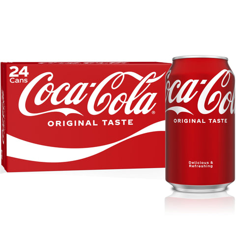 Coca-Cola Classic Soda, 12 fl oz Cans, 24 Pack, Rich Brown, Model 049000012781