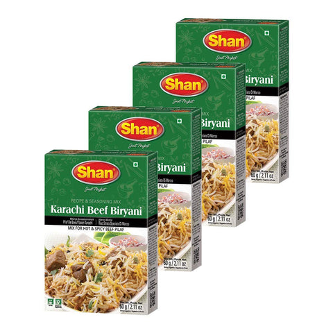 Shan Beef Biryani Masala Mix - Hot & Spicy Seasoning, 2.11 oz (Pack of 4)