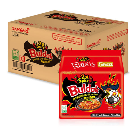 Samyang 2X Buldak (Korean) Hot Spicy Chicken Stir Fried Ramen 4.94 oz (Pack of 40)