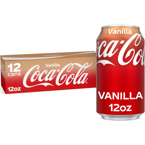 Coca-Cola Vanilla Soda, 12 Fl Oz Cans, 12 Pack, Refreshing Flavor