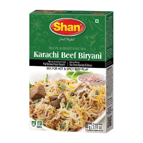 Shan Karachi Beef Biryani Masala Mix 2.11 Oz (60G) - Authentic Biryani Spice Mix For Beef Pilaf, Traditional Indian Spices For B