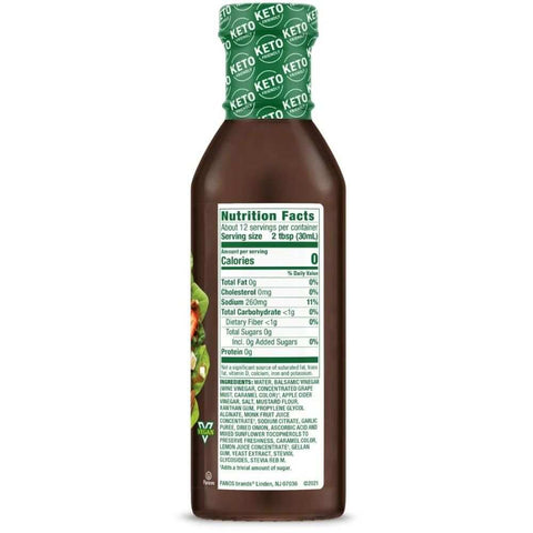 Honey Balsamic Zero-Calorie Vinaigrette Dressing Walden Farms 12 Oz