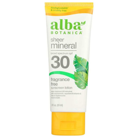 Fragrance Free Mineral SPF 30 Sunblock ALBA BOTANICA 4 oz