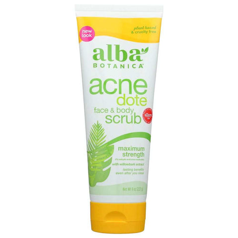 Natural Acne Dote Face & Body Scrub Oil-Free 8 oz ALBA BOTANICA