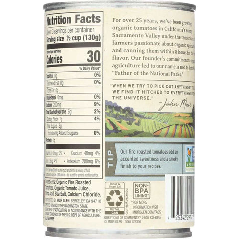 Fire Roasted Organic Diced Tomatoes 14.5 oz MUIR GLEN ORGANIC