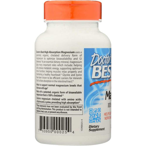 High Absorption Magnesium 100 mg Supplement Tablets 120 Count Doctor's Best