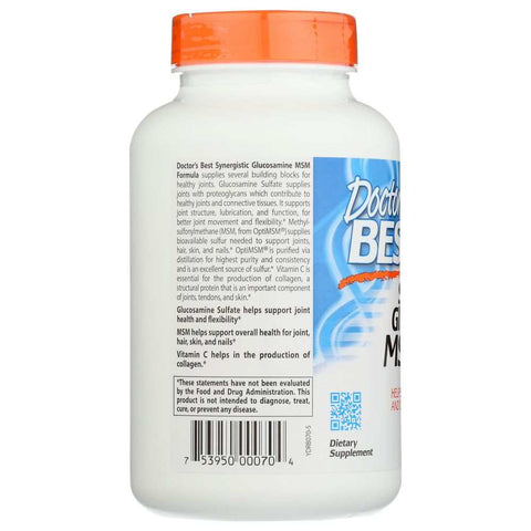Synergistic Glucosamine MSM Joint Support Supplement 180 Capsules Doctor's Best