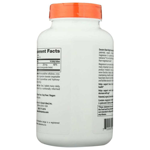 Hi Abs Chelated Magnesium 240 Tablet Supplement Doctor's Best