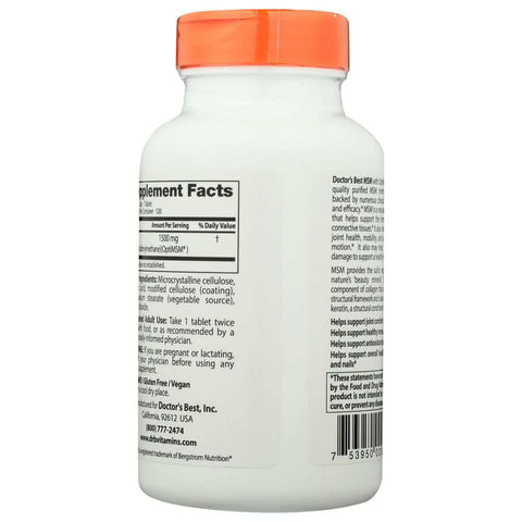 MSM 1500Mg Supplement 120 Tablets Doctor's Best