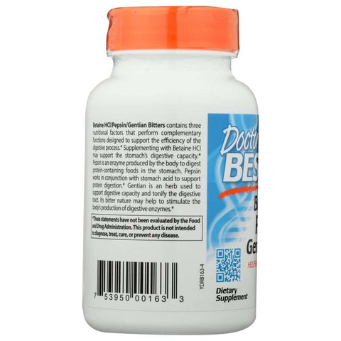 Betaine HCl Digestive Support Supplement Pepsin Doctor's Best