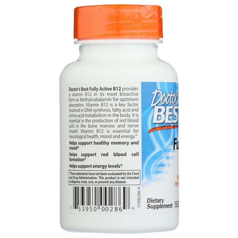 Fully Active B12 Supports Energy Nervous System Mood Supplement Doctor's Best
