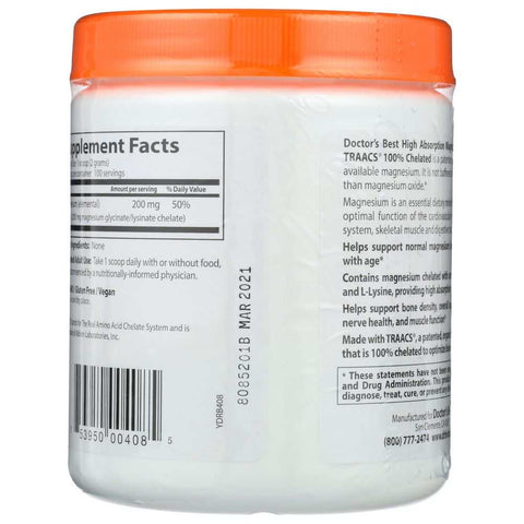 High Absorption Magnesium 200g Dietary Supplement Doctor's Best