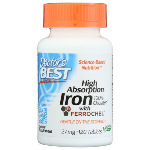 High Absorb Iron Ferrous Bisglycinate Supplement 120 Tablets DOCTOR'S BEST