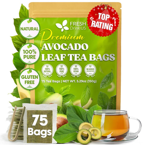 Natural Avocado Whole Leaves Dried, Tea Bags, 100% Pure from Avocado Leaves, Avocado Leaf Tea, Hojas de Aguacate Seca, No Additives, No Caffeine, Vegan