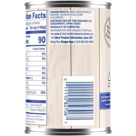 Kroger Canned Ruby Red Grapefruit Sections in Light Syrup 15 oz