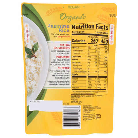 Organic Jasmine Rice Fully Cooked 8.8 oz TASTY BITE