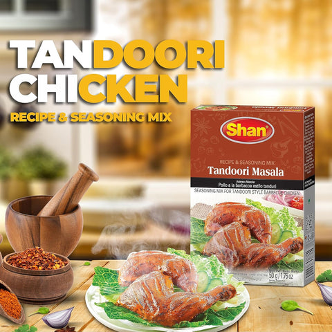 Shan - Tandoori Masala Seasoning Mix (50g) - Spice Packets for Tandoori Style Chicken (Pack of 3)