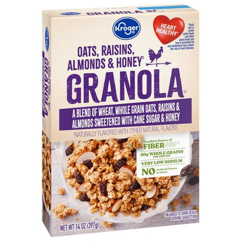 Kroger Oats Raisins Almonds & Honey Granola 14 oz
