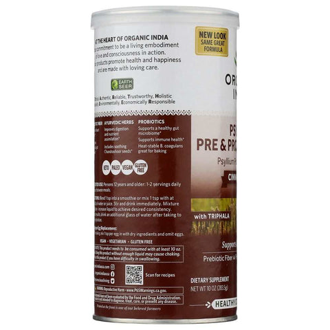 Psyllium Pre Probiotic Cinnamon Spice 10 oz Supplement ORGANIC INDIA