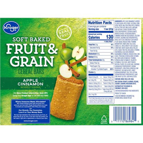 Kroger Fruit & Grain Apple & Cinnamon Cereal Bars 8 ct