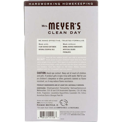 Lavender Eco-Friendly Dryer Sheets 80 pcs Mrs. Meyer’s Clean Day