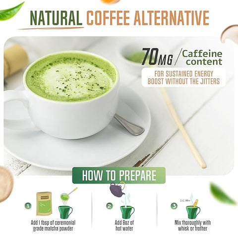 Matcha Mushroom Blend Organic Ceremonial Grade 30 Servings ReviTEAlize