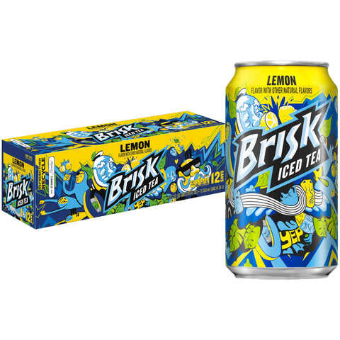Lipton Brisk Lemon Iced Tea, 12 Fl Oz Cans, Pack of 12