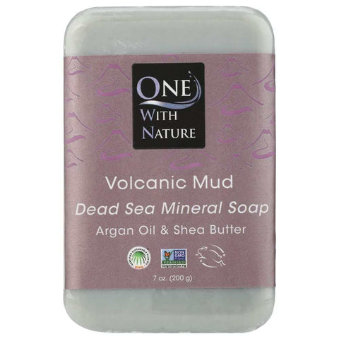 Volcanic Mud Triple Milled Mineral Bar Soap with Argan Oil & Shea Butter 7 oz ONE WITH NATURE
