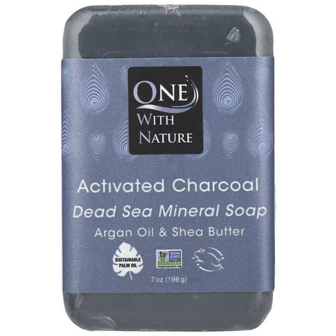 Activated Charcoal Soap With Dead Sea Minerals Argan Oil Shea Butter 7 oz ONE WITH NATURE