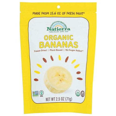 Organic Freeze Dried Nutrient-Rich Banana Snack NATIERRA 2.5oz