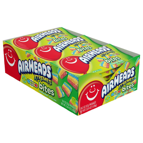 Airheads Xtremes Bites Sweet and Sour Candy, Rainbow Berry, 2 Ounce (Bulk Pack of 18), Non-Melting, Party Snack