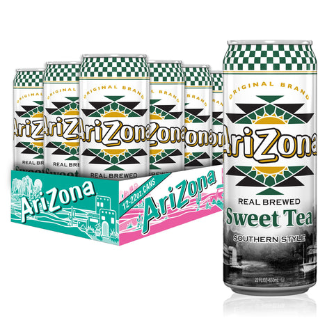 AriZona Sweet Tea, 22 Fl Oz Big Can (Pack of 12) - Refreshing Iced Tea Beverage, Perfect for Thirst Quenching!
