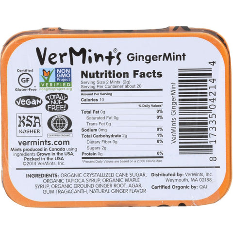 All Natural Breath Mint Gingermint 1.41 oz VerMints