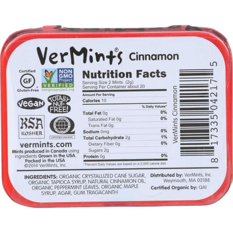 Organic Cinnamon Mints 1.41 oz VerMints