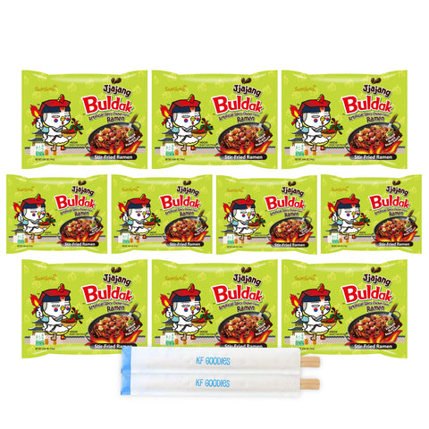 KF GOODIES Samyang Buldak Hot Spicy Chicken Ramen Noodles - Quattro Cheese & Yakisoba, 10 Pack, 2.47 Ounce Each