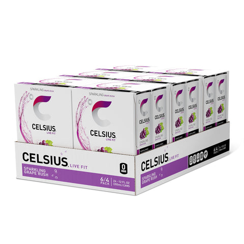 CELSIUS Sparkling Grape Rush Energy Drink, 12 Fl Oz - Pack of 24, Functional Essential Energy Booster, Refreshing Taste