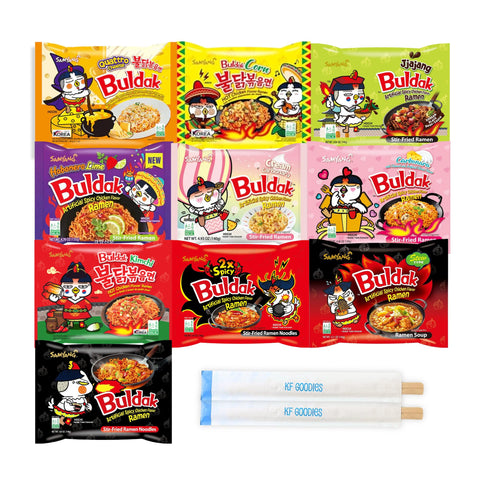 Samyang Buldak Hot Spicy Chicken Ramen Noodle Korean Stir-Fried Ramen, 1 Pack For Each Flavor (10, Carbonara, Cream Carbonara, K
