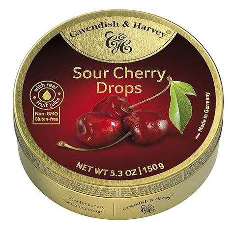 Candy Tin Cherry Candy 5.3 oz CAVENDISH & HARVEY