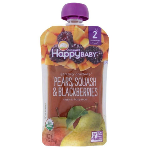 Pear Squash Blackberry Organic Baby Food 4oz Happy Baby