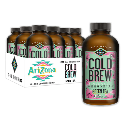 Arizona Cold Brew Green Tea - Premium Cold Brew Iced Tea With Cane Sugar (Pack Of 12)