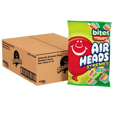 Airheads Xtremes Sweet and Sour Candy Bites, 6 Ounce (12-Pack), Rainbow Berry Flavor, Holiday   for mature-themeds & Kids