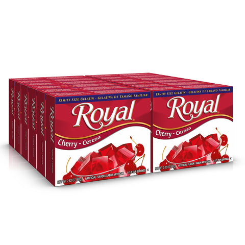 Royal Bilingual Gelatin, Fat Free Dessert Mix, Cherry (12 - 2.8 Oz Boxes)