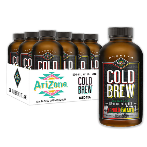 AriZona Arnold Palmer Premium Cold Brew Iced Tea & Lemonade, 16 Fl Oz, Pack of 12 - Refreshing Cane Sugar Beverage