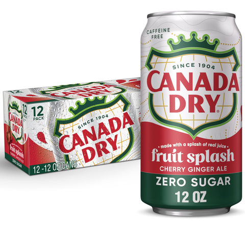 Canada Dry Cherry Ginger Ale, Zero Sugar, 12 Fl Oz Cans, Pack of 12