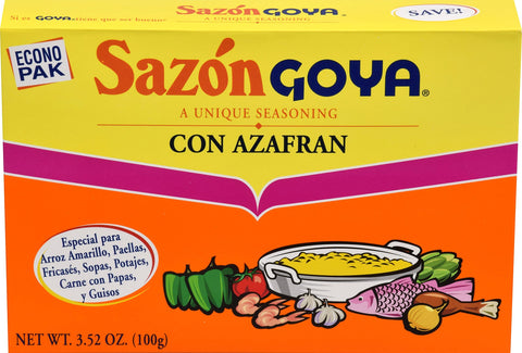 Goya Saz  N Seasoning With Azafran, 3.52 Oz Box-Pack Of 3