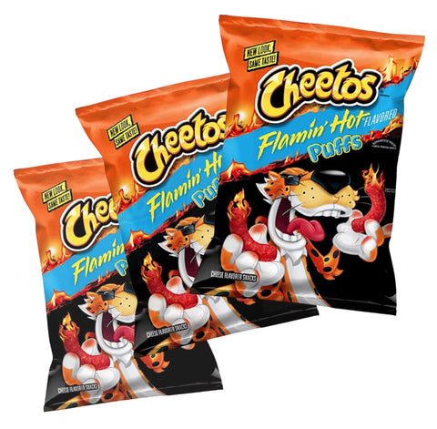 DelizeCo Cheeto Flamin Hot Puff Snacks, 2.125 oz, Pack of 3