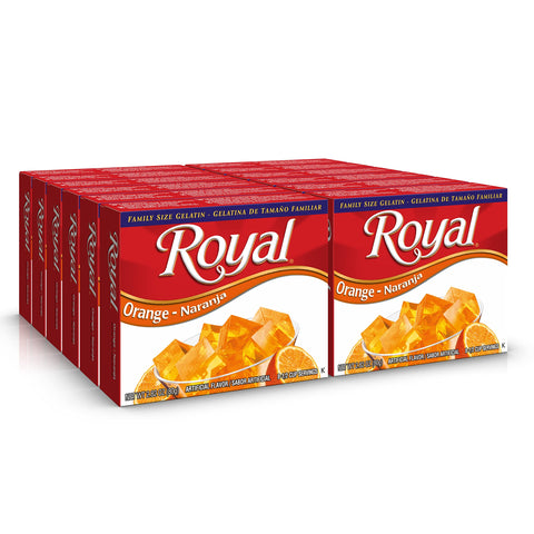 Royal Bilingual Gelatin, Fat Free Dessert Mix, Orange (12 - 2.8 Oz Boxes)
