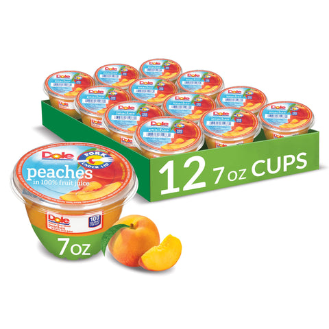 Dole Fruit Bowls Diced Peaches Snacks, 7oz (Pack of 12), Gluten & Dairy Free, Bulk Lunch Snacks for Kids & mature-themeds