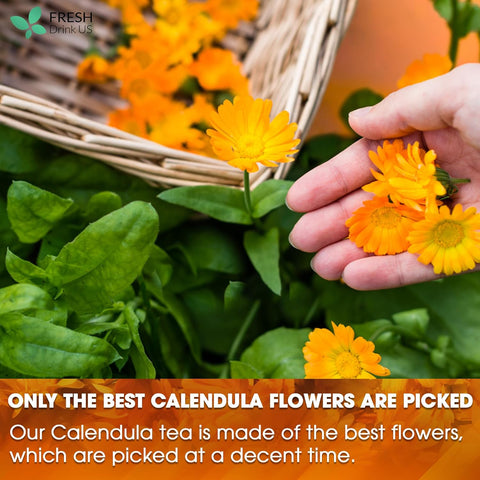 Calendula Tea Bags, 100% Natural and Pure Calendula Flowers, Eco-conscious Tea Bags. Calendula Flower Herbal Tea. No Sugar, No Caffeine, No Gluten, Vegan.