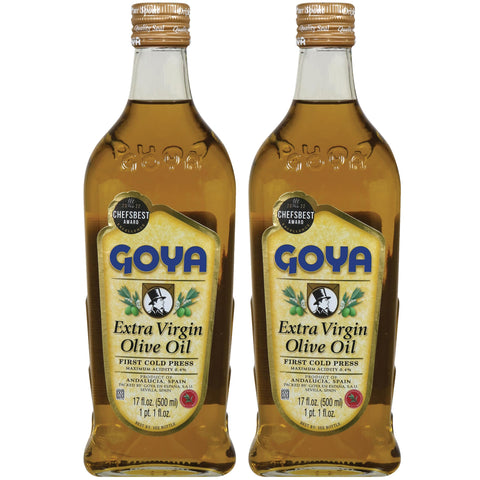 Extra Virgin Olive Oil By Goya, Cold Pressed, Evoo Extra Virgin Olive Oil For Cooking, Polyphenol Rich Olive Oil, 17 Fl Oz. Bottle (Pack Of 2)